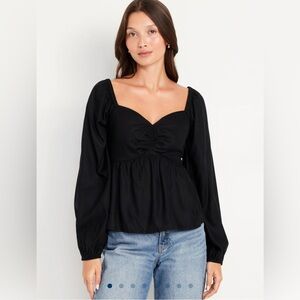 Old Navy Shirred Crepe Top Black Size Small NWT